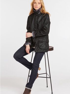 Barbour Black Waxed Utility Jacket with High Collar + Snap-on Hood